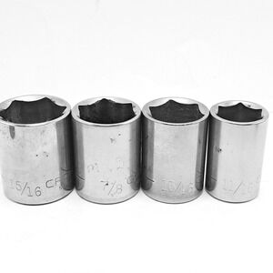 Craftsman Socket Set 4 Pc 15/16" 7/8" 13/16" 11/16" SAE 6 Pt 1/2" Drive Standard